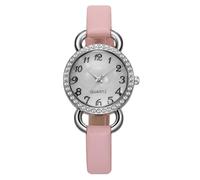 RORIOS Montre Femme en Cuir de Mode Cadran Numérique Incrusté Strass Multicolore Essentiel pour Casual & Soirée Rose