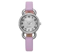 RORIOS Montre Femme en Cuir de Mode Cadran Numérique Incrusté Strass Multicolore Essentiel pour Casual & Soirée Violet