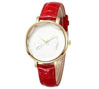 RORIOS Montre Femme en Cuir Mode avec Cadran à Ruban Montres Analogique Quartz Femmes Multicolore Watch Décontractée Élégante pour Fête & Bureau Rouge