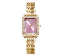 RORIOS Montre Femme Quartz- Montres À la Mode avec Cadran Carré Or et Bracelet Métallique pour Vie Quotidienne & Fête Rose