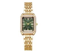 RORIOS Montre Femme Quartz- Montres À la Mode avec Cadran Carré Or et Bracelet Métallique pour Vie Quotidienne & Fête Vert