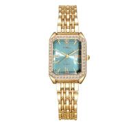 RORIOS Montre Femme Quartz- Montres À la Mode avec Cadran Carré Or et Bracelet Métallique pour Vie Quotidienne & Fête Bleu