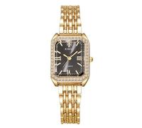 RORIOS Montre Femme Quartz- Montres À la Mode avec Cadran Carré Or et Bracelet Métallique pour Vie Quotidienne & Fête Noir