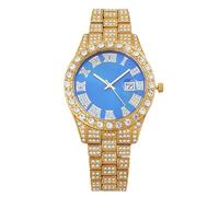 RORIOS Montre Femme Quartz Strassée Cadran aux Chiffres Romains Fonction Date Montres Cristal pour Quotidien et Fête Or