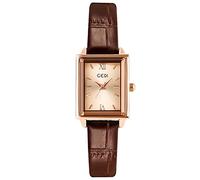 RORIOS Montre Femme Rectangle Montre Analogique Quartz Montres avec Bracelet en Cuir Casual Imperméable Montre-Bracelet