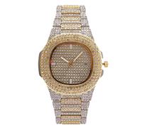 RORIOS Montre Femme Strass Montres en Acier Inoxydable avec Date & 30m Étanche Tendance Féminine pour Fête & Quotidien Doré A