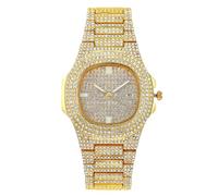 RORIOS Montre Femme Strass Montres en Acier Inoxydable avec Date & 30m Étanche Tendance Féminine pour Fête & Quotidien Doré