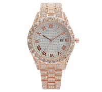 RORIOS Montre Femme Strassée Montres Quartz en Acier Inoxydable Style Hip Hop Luxueux Idéale pour Anniversaire Fête et Célébration Or Rose