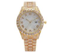 RORIOS Montre Femme Strassée Montres Quartz en Acier Inoxydable Style Hip Hop Luxueux Idéale pour Anniversaire Fête et Célébration Or