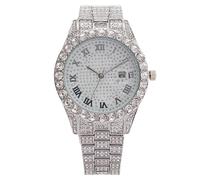 RORIOS Montre Femme Strassée Montres Quartz en Acier Inoxydable Style Hip Hop Luxueux Idéale pour Anniversaire Fête et Célébration Argent