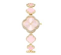 RORIOS Montre Femme Trèfle Montres Quartz avec Strass & Bracelet en Acier Élégant pour Femmes/Filles à l’Anniversaire/Fête des Mères Rose