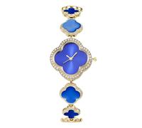 RORIOS Montre Femme Trèfle Montres Quartz avec Strass & Bracelet en Acier Élégant pour Femmes/Filles à l’Anniversaire/Fête des Mères Bleu