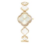 RORIOS Montre Femme Trèfle Montres Quartz avec Strass & Bracelet en Acier Élégant pour Femmes/Filles à l’Anniversaire/Fête des Mères Blanc