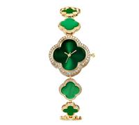 RORIOS Montre Femme Trèfle Montres Quartz avec Strass & Bracelet en Acier Élégant pour Femmes/Filles à l’Anniversaire/Fête des Mères Vert