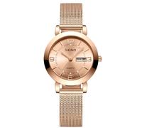 RORIOS Montre Femmes Minimaliste Montre De Poignet Analogique Quartz Montres Calendrier Lumineuse Montre Dames Affaires avec Bracelet en Maillé Or