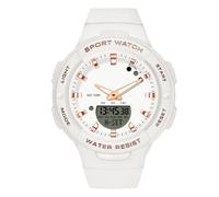 RORIOS Montre Filles Électronique Montre Bracelet de Poignet Digitale Quartz Montre Dames Simple Montre Résine Multifonction Militaire pour Femmes Étanche Blanc Or Rose