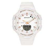 RORIOS Montre Filles Électronique Montre Bracelet de Poignet Digitale Quartz Montre Dames Simple Montre Résine Multifonction Militaire pour Femmes Étanche Blanc Or Rose