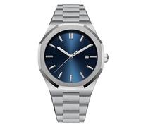 RORIOS Montre Homme à Quartz Montre avec Bracelet en Acier Inoxydable Calendrier Sportif Montres de Poignet Business Montre Homme, Bleu argenté., Bracelet