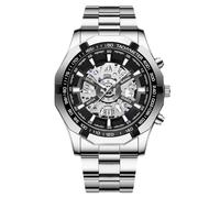 RORIOS Montre Homme Acier Inoxydable Étanche Montres Analogique avec Cadran Élégant & Bracelet Résistant Classique Intemporel pour Usage Quotidien & Réunions d'affaires Noir