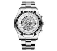 RORIOS Montre Homme Acier Inoxydable Étanche Montres Analogique avec Cadran Élégant & Bracelet Résistant Classique Intemporel pour Usage Quotidien & Réunions d'affaires Blanc