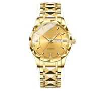 RORIOS Montre Homme Analogique Quartz Acier Inoxydable Cadran Lumineux Date Style Classique Moderne Idée Cadeau Parfaite pour Père Mari Anniversaire Fête des Pères Or