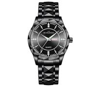 RORIOS Montre Homme Analogique Quartz Acier Inoxydable Cadran Lumineux Date Style Classique Moderne Idée Cadeau Parfaite pour Père Mari Anniversaire Fête des Pères Tout Noir
