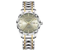 RORIOS Montre Homme Analogique Quartz Acier Inoxydable Cadran Lumineux Date Style Classique Moderne Idée Cadeau Parfaite pour Père Mari Anniversaire Fête des Pères Beige