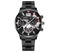 RORIOS Montre Homme Chronographe Bracelet en Acier Inoxydable Élégant pour Quotidien/Travail/Outdoor Quarz Montres Argent Noir