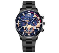 RORIOS Montre Homme Chronographe Bracelet en Acier Inoxydable Élégant pour Quotidien/Travail/Outdoor Quarz Montres Bleu Noir