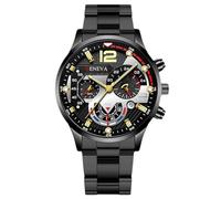 RORIOS Montre Homme Chronographe Bracelet en Acier Inoxydable Élégant pour Quotidien/Travail/Outdoor Quarz Montres Argent Noir A