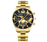 RORIOS Montre Homme Chronographe Bracelet en Acier Inoxydable Élégant pour Quotidien/Travail/Outdoor Quarz Montres Or