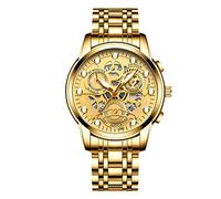 RORIOS Montre Homme Lumineuse Analogique Quartz - Bracelet en Acier Inoxydable pour Affaires