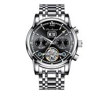 RORIOS Montre Homme Lumineuse Squelette Mécanique Automatique avec Bracelet en Acier Inoxydable - Mode Imperméable pour Hommes