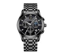 RORIOS Montre Homme Lumineuses Montre Chronographe à Quartz Montre avec Bracelet en Cuir Étanche Montre pour Homme
