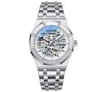 RORIOS Montre Homme Mécanique Automatique Lumineuse avec Bracelet en Acier Inoxydable - Décontractée Squelette