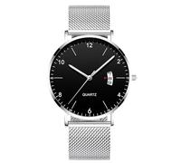 RORIOS Montre Homme Minimaliste Ultra Fine Quartz avec Fonction Date Bracelet Acier Inoxydable Décontractée Affaires Porte Quotidienne Argent
