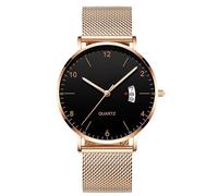RORIOS Montre Homme Minimaliste Ultra Fine Quartz avec Fonction Date Bracelet Maille Acier Inoxydable Décontractée Affaires Porte Quotidienne Or Rose