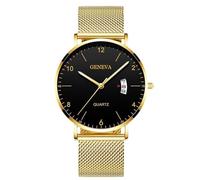 RORIOS Montre Homme Minimaliste Ultra Fine Quartz avec Fonction Date Bracelet Maille Acier Inoxydable Décontractée Affaires Porte Quotidienne Doré