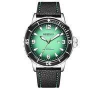 RORIOS Montre Homme Mode Chronographe Leather Etanche Analogique Quartz Lumineuses Grand Cadran Sport Classique Montres Wristwatch Vert