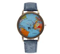 RORIOS Montre Homme Moderne Analogique Cadran Carte du Monde Boîtier en Métal Léger à Options Multicolores Montres Quotidienne Élégante Bleu