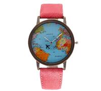 RORIOS Montre Homme Moderne Analogique Cadran Carte du Monde Boîtier en Métal Léger à Options Multicolores Montres Quotidienne Élégante Rouge