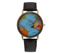 RORIOS Montre Homme Moderne Analogique Cadran Carte du Monde Boîtier en Métal Léger à Options Multicolores Montres Quotidienne Élégante Noir