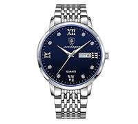 RORIOS Montre Homme Montres Analogique Quartz Montres Lumineuses Classique avec Bracelet en Acier Inoxydable Étanche Montre pour Homme Bleu argenté