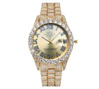 RORIOS Montre Homme Montres en Or Diamant Quartz avec Chiffres Romains Pièce d'Horlogerie Mode Hip Hop pour Quotidien & Soirée Plusieurs Options de Couleur Or a