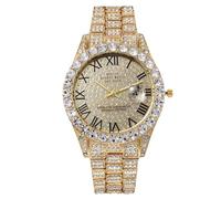 RORIOS Montre Homme Montres en Or Diamant Quartz avec Chiffres Romains Pièce d'Horlogerie Mode Hip Hop pour Quotidien & Soirée Plusieurs Options de Couleur Or