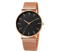 RORIOS Montre Homme Quartz Bracelet en Acier Inoxydable Maille Élégant Minimaliste Étanche Plusieurs Couleurs pour Quotidien/Bureau/Rendez-Vous Or Rose Noir A