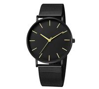 RORIOS Montre Homme Quartz Bracelet en Acier Inoxydable Maille Élégant Minimaliste Étanche Plusieurs Couleurs pour Quotidien/Bureau/Rendez-Vous Noir C