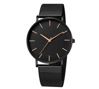 RORIOS Montre Homme Quartz Bracelet en Acier Inoxydable Maille Élégant Minimaliste Étanche Plusieurs Couleurs pour Quotidien/Bureau/Rendez-Vous Noir A