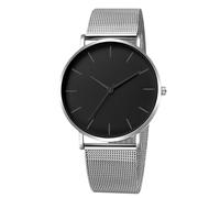 RORIOS Montre Homme Quartz Bracelet en Acier Inoxydable Maille Élégant Minimaliste Étanche Plusieurs Couleurs pour Quotidien/Bureau/Rendez-Vous Argent Noir