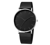 RORIOS Montre Homme Quartz Bracelet en Acier Inoxydable Maille Élégant Minimaliste Étanche Plusieurs Couleurs pour Quotidien/Bureau/Rendez-Vous Noir Argent A